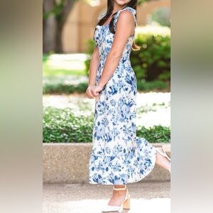 Floral Blue and White Dress